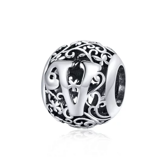 (image pour) Charm Style PANDORA Fleur Lettre V Ajourés - SCC1444-V