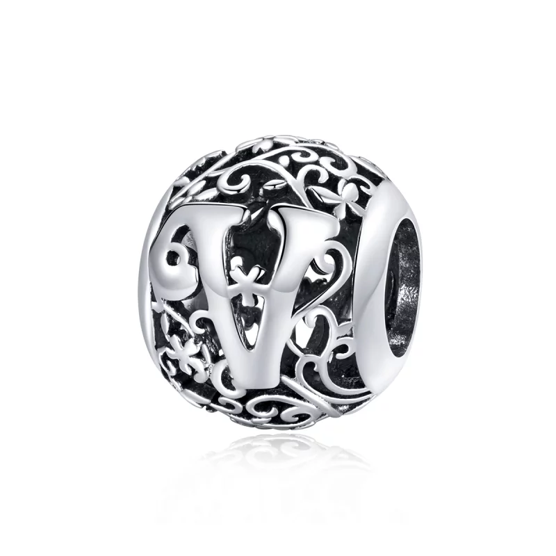 (image pour) Charm Style PANDORA Fleur Lettre V Ajourés - SCC1444-V