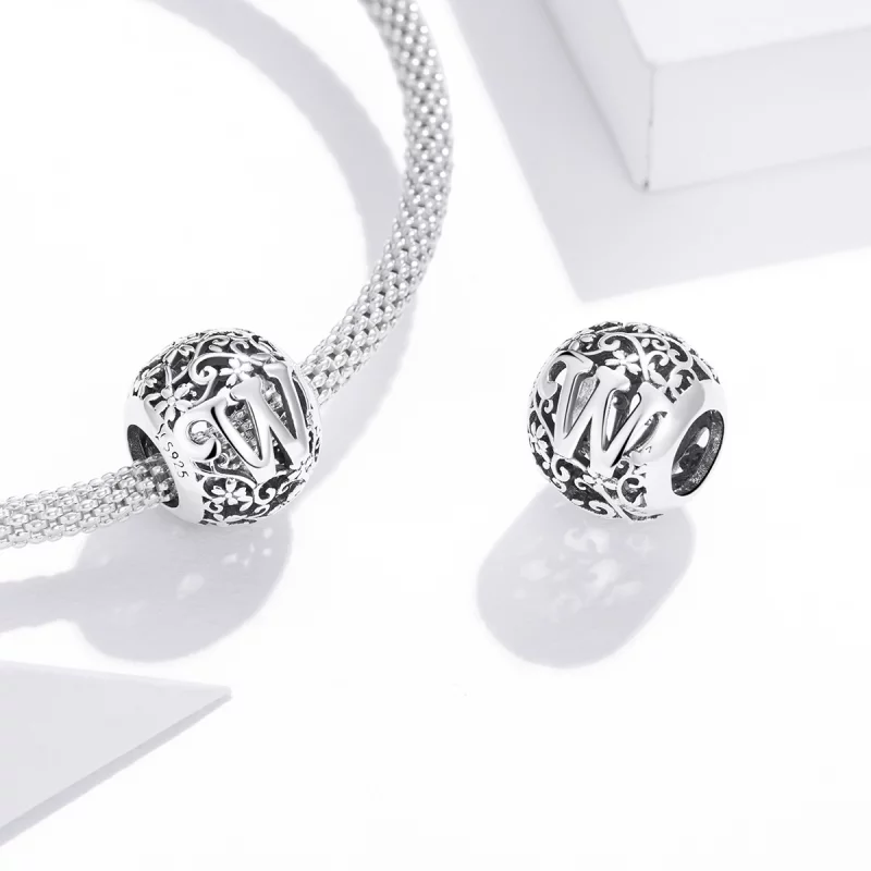(image pour) Charm Style PANDORA Fleur Lettre W Ajourés - SCC1444-W - Afficher 4