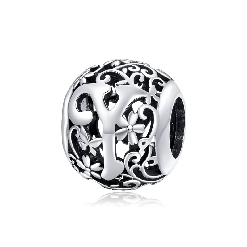 (image pour) Charm Style PANDORA Fleur Lettre Y Ajourés - SCC1444-Y