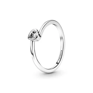 (image pour) Bague PANDORA Solitaire Cœur Incliné Incolore - 199267C02