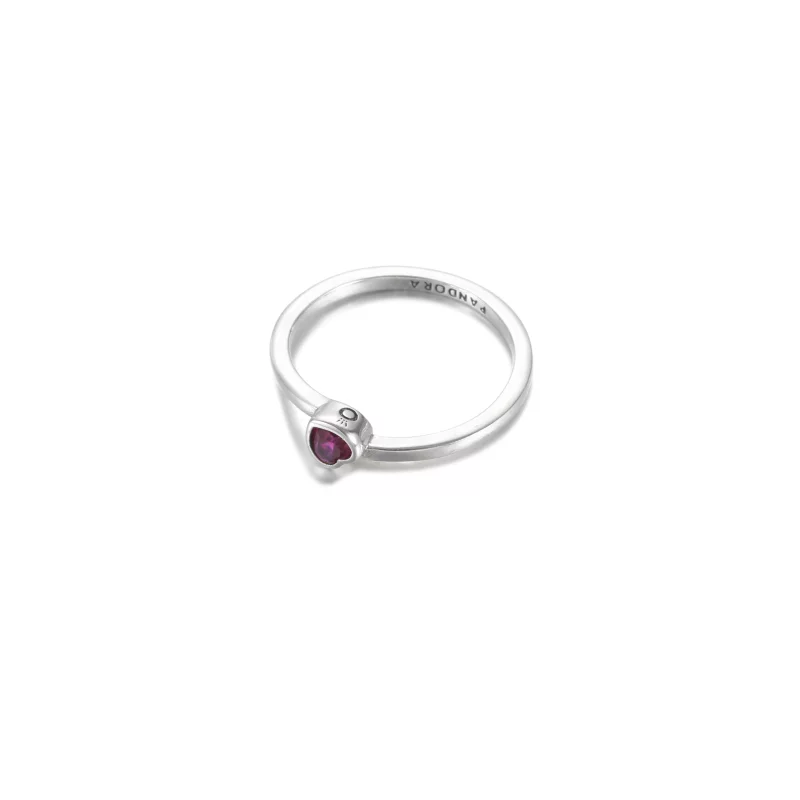 (image pour) Bague PANDORA Solitaire Cœur Incliné Rouge - 199267C01 - Afficher 2
