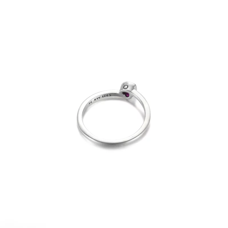 (image pour) Bague PANDORA Solitaire Cœur Incliné Rouge - 199267C01 - Afficher 4