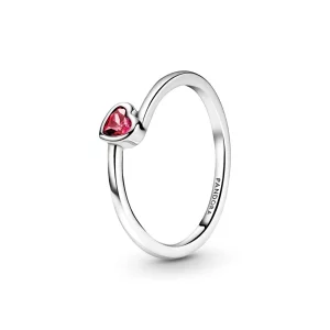 (image pour) Bague PANDORA Solitaire Cœur Incliné Rouge - 199267C01