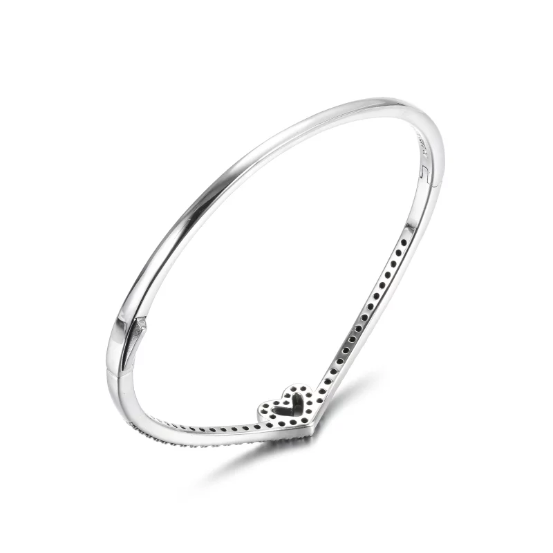 (image pour) Bracelet Jonc PANDORA Cœur Vœu Scintillant - 599297C01 - Afficher 4