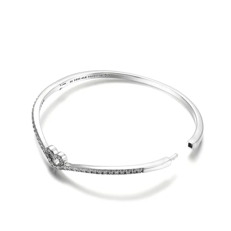 (image pour) Bracelet Jonc PANDORA Cœur Vœu Scintillant - 599297C01 - Afficher 5