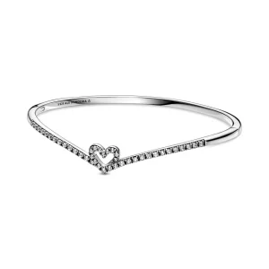 (image pour) Bracelet Jonc PANDORA Cœur Vœu Scintillant - 599297C01