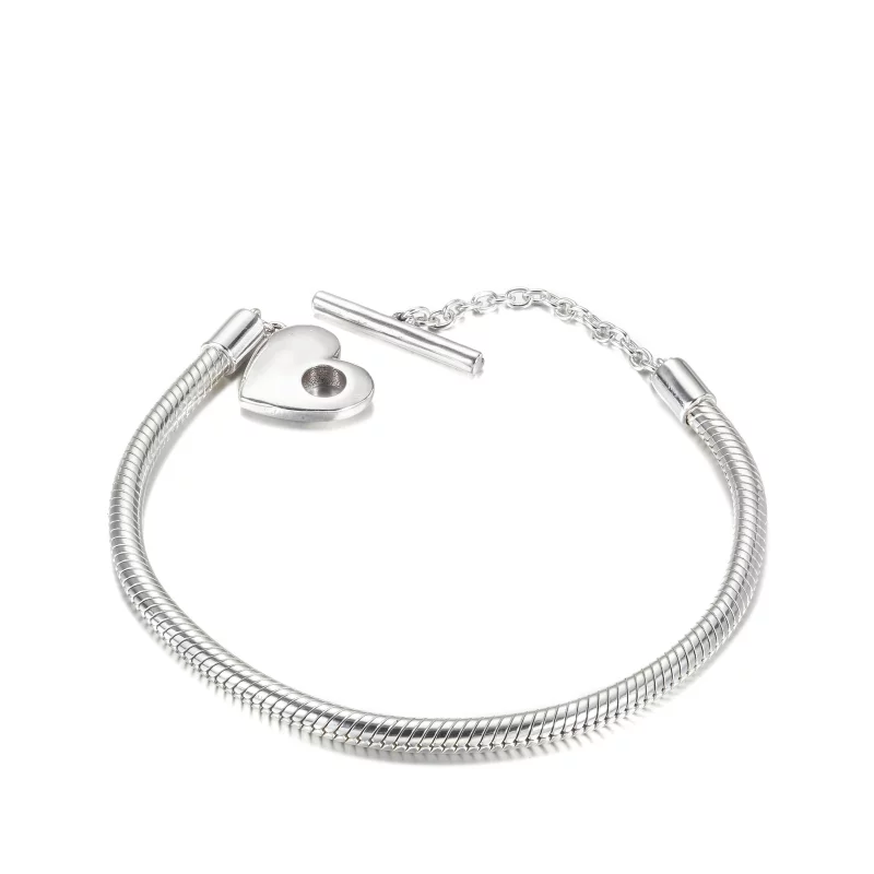 (image pour) Bracelet Maille Serpent fermoir en T Cœur Pandora Moments - 599285C00 - Afficher 4