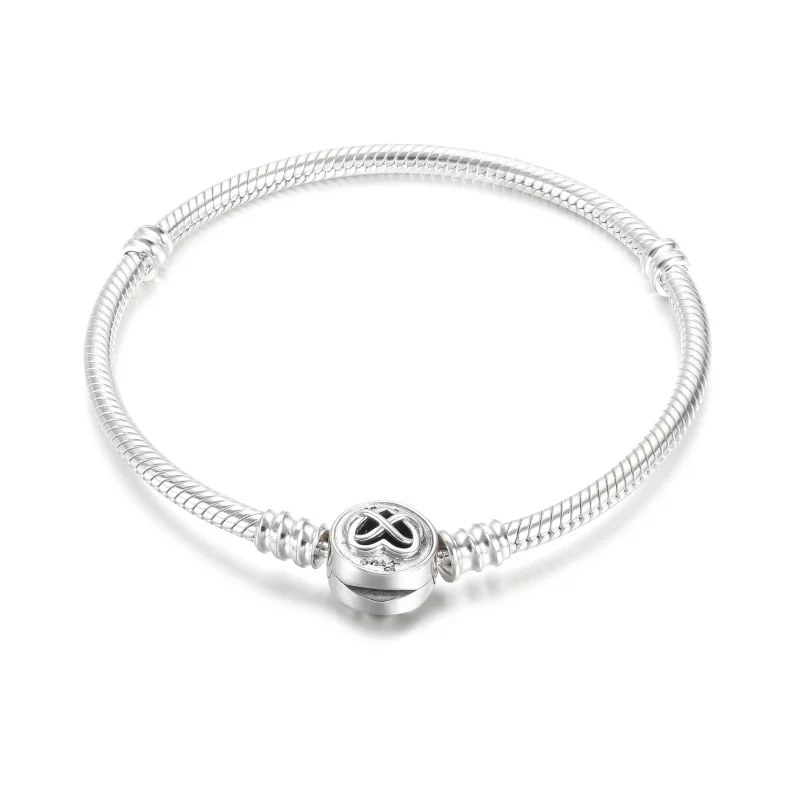 (image pour) Bracelet Maille Serpent Fermoir Infini Cœur Pandora Moments - 599365C00 - Afficher 2