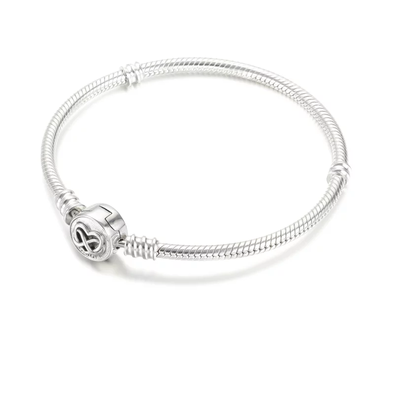 (image pour) Bracelet Maille Serpent Fermoir Infini Cœur Pandora Moments - 599365C00 - Afficher 3