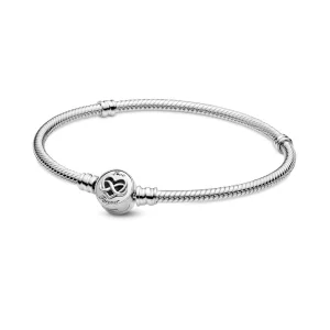 Bracelet Maille Serpent Fermoir Infini Cœur Pandora Moments - 599365C00 (image pour) Bracelet Maille Serpent Fermoir Infini Cœur Pandora Moments - 599365C00