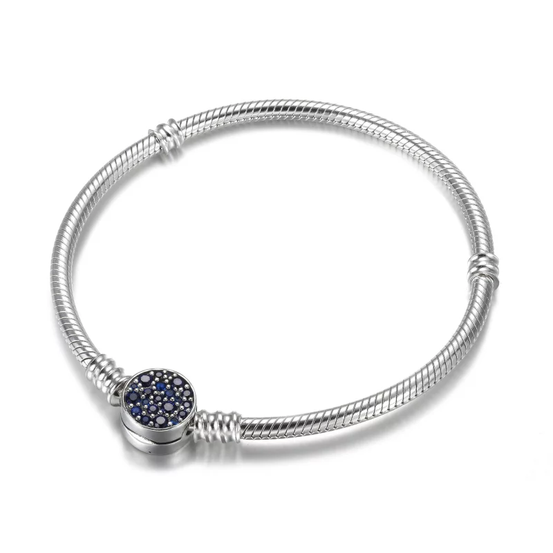 (image pour) Bracelet Maille Serpent Fermoir Médaillon Bleu Scintillant Pandora Moments - 599 - Afficher 2