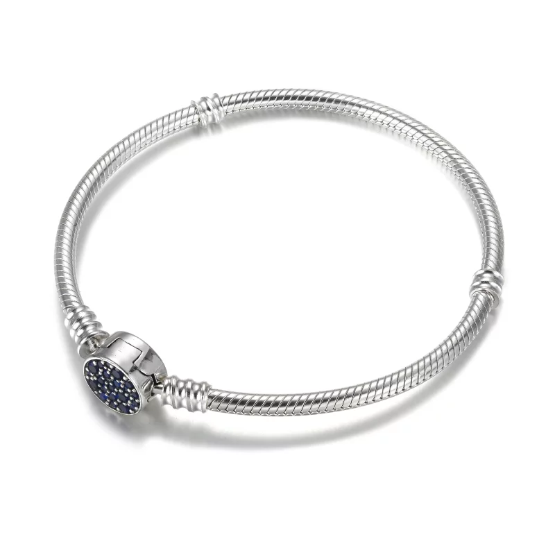 (image pour) Bracelet Maille Serpent Fermoir Médaillon Bleu Scintillant Pandora Moments - 599 - Afficher 3
