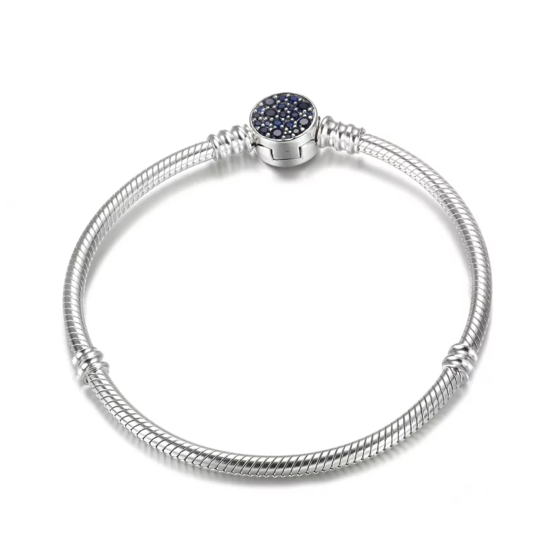 (image pour) Bracelet Maille Serpent Fermoir Médaillon Bleu Scintillant Pandora Moments - 599 - Afficher 4