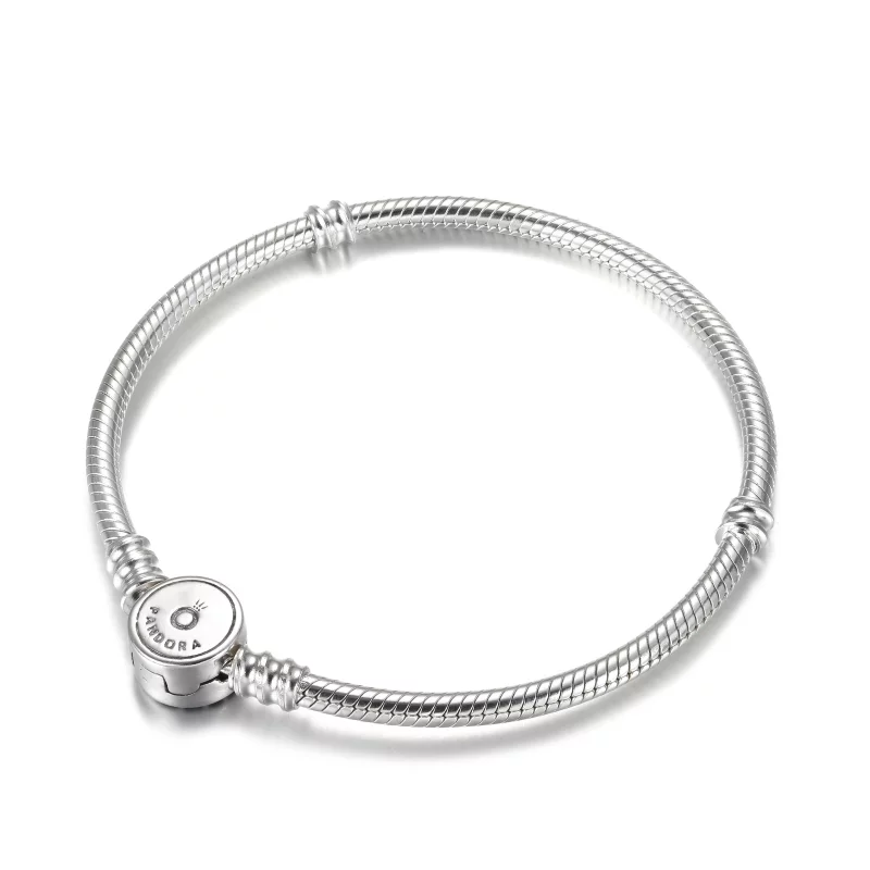 (image pour) Bracelet Maille Serpent Fermoir Médaillon Bleu Scintillant Pandora Moments - 599 - Afficher 5
