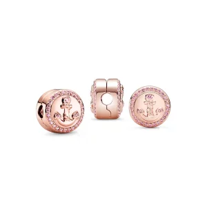 (image pour) Charm Clip PANDORA Ancre rose étincelante - 789019C01