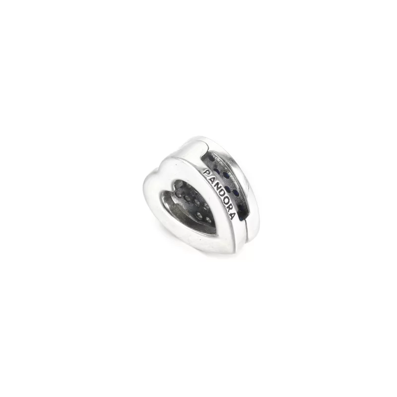 (image pour) Charm Clip PANDORA Cœur Pavé Bleu - 799346C01 - Afficher 4
