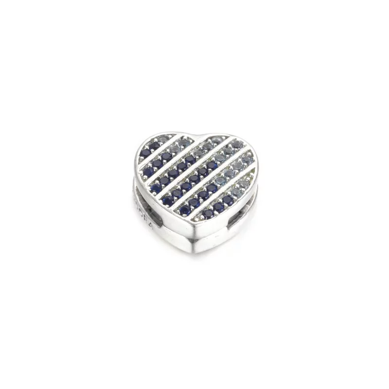 (image pour) Charm Clip PANDORA Cœur Pavé Bleu - 799346C01 - Afficher 5