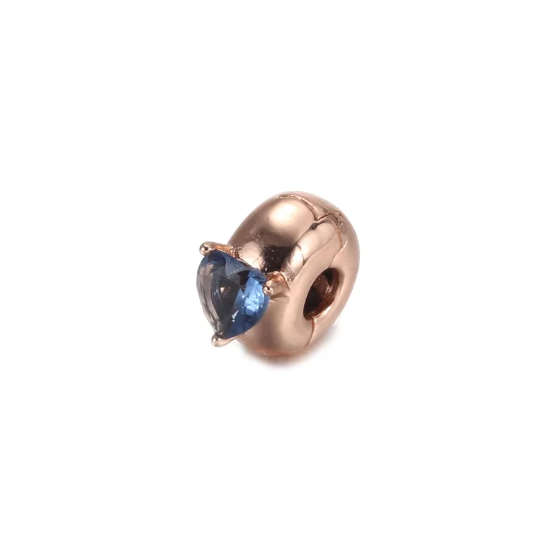 (image pour) Charm Clip PANDORA Solitaire Cœur Bleu - 789203C02 - Afficher 3