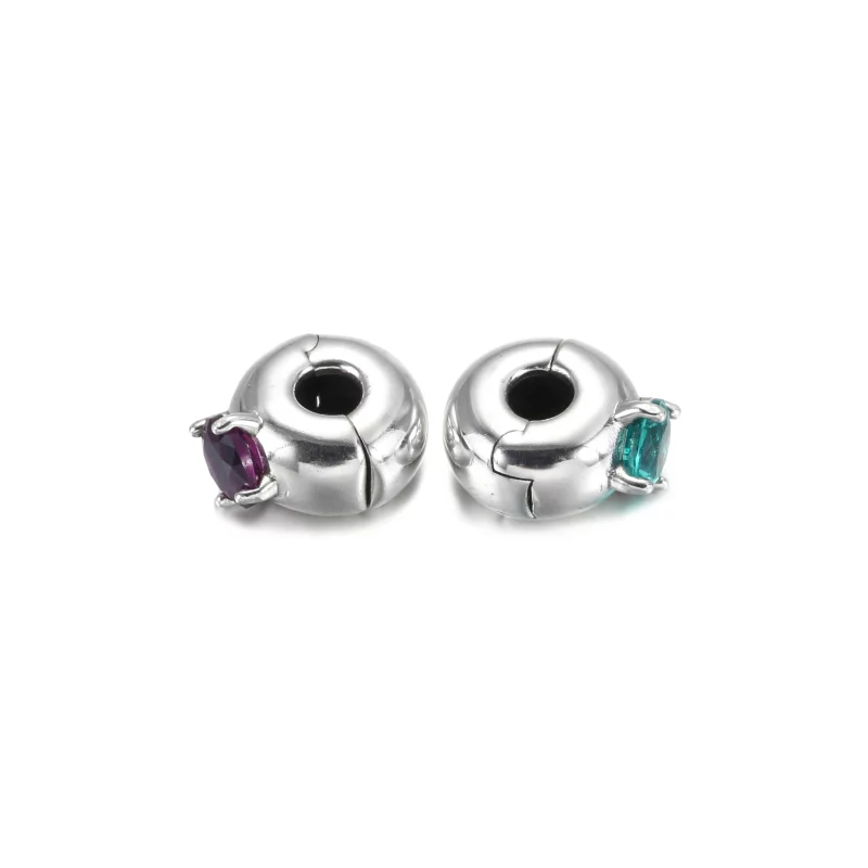 (image pour) Charm Clip PANDORA Solitaire Rond Violet - 799204C02 - Afficher 5