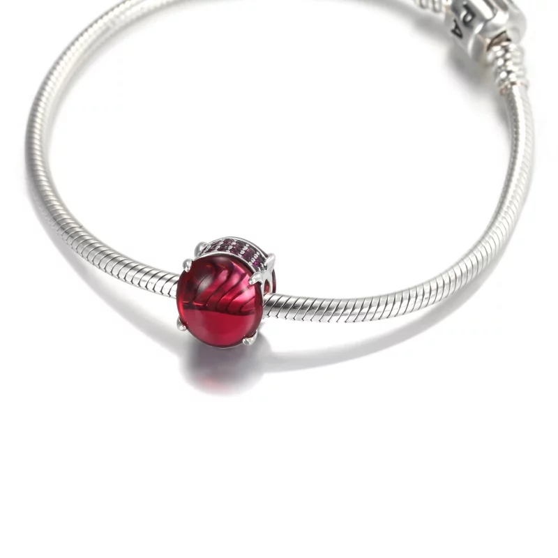 (image pour) Charm PANDORA Cabochon Ovale Rose Fuchsia - 799309C01 - Afficher 5