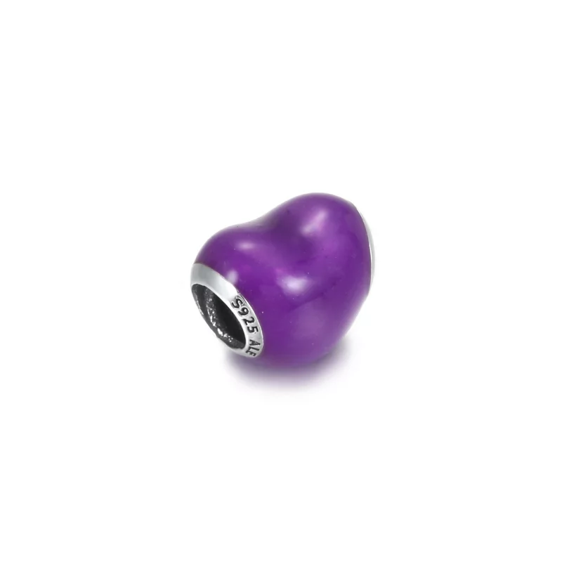 (image pour) Charm PANDORA Cœur Violet Métallique - 799291C01 - Afficher 3