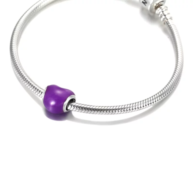 (image pour) Charm PANDORA Cœur Violet Métallique - 799291C01 - Afficher 5