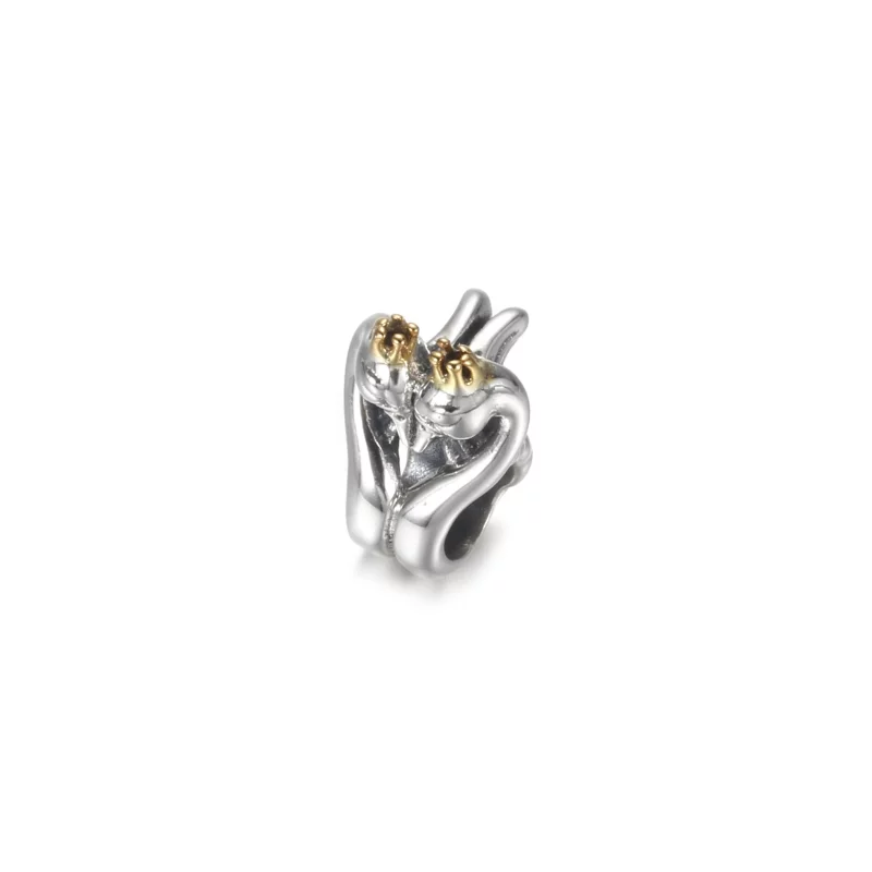 (image pour) Charm PANDORA Cygnes et Cœur Bicolore - 799315C00 - Afficher 2