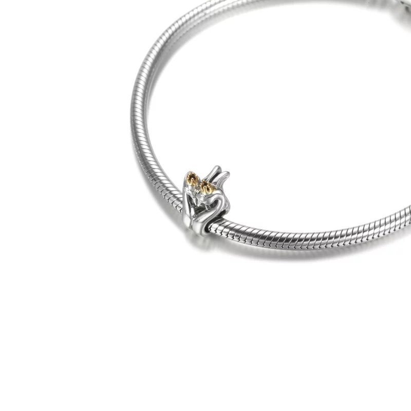 (image pour) Charm PANDORA Cygnes et Cœur Bicolore - 799315C00 - Afficher 5