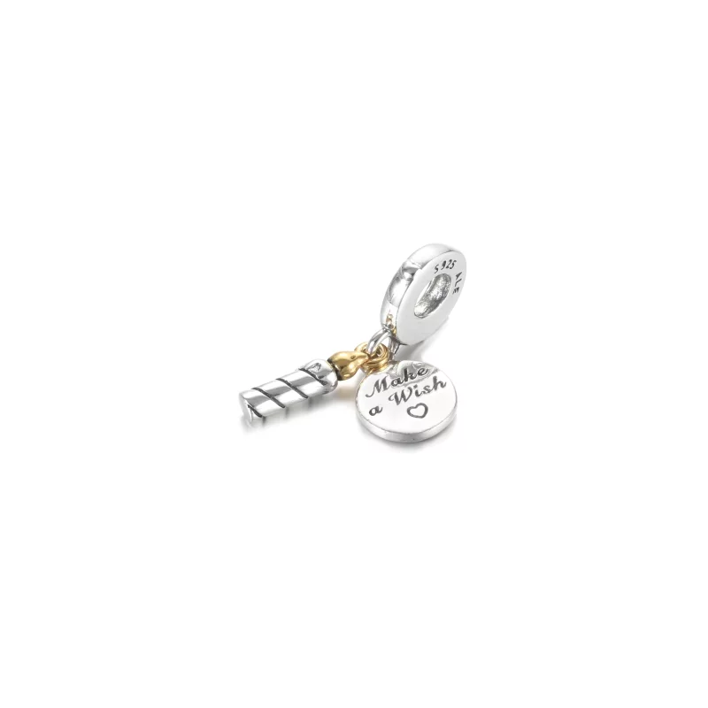 (image pour) Charm Pendant PANDORA Bougie d'Anniversaire Bicolore - 799328C00 - Afficher 2
