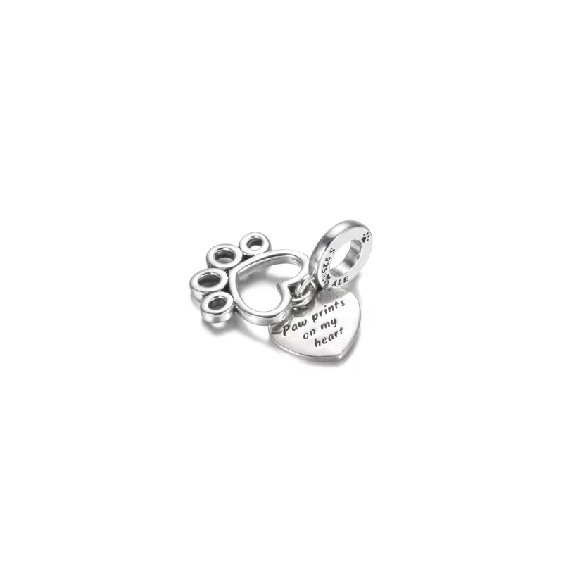 (image pour) Charm Pendant PANDORA Cœurs et Empreinte de Pattes - 799360C00 - Afficher 2