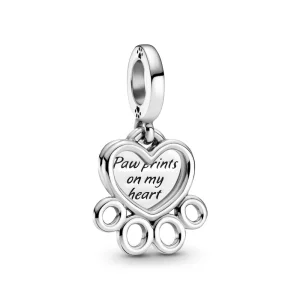 (image pour) Charm Pendant PANDORA Cœurs et Empreinte de Pattes - 799360C00