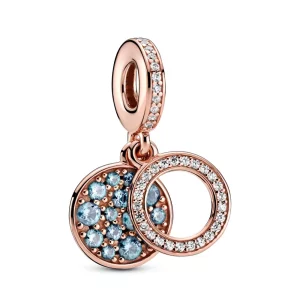 (image pour) Charm Pendant PANDORA Double Disque Bleu Clair Scintillant - 789186C03