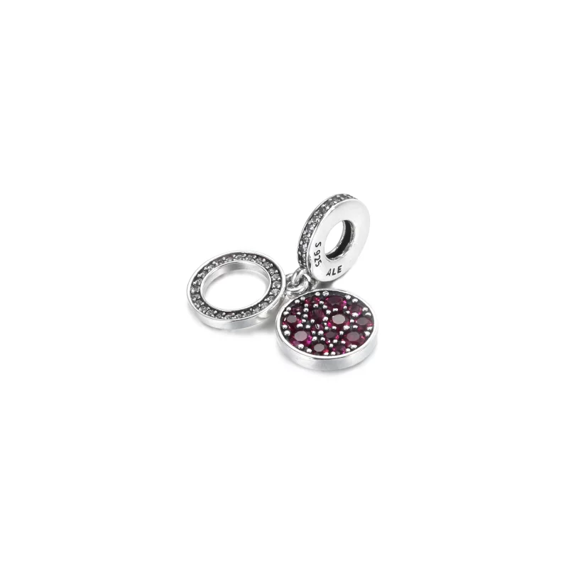 (image pour) Charm Pendant PANDORA Double Médaillon Rouge Scintillant - 799186C03 - Afficher 2