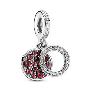(image pour) Charm Pendant PANDORA Double Médaillon Rouge Scintillant - 799186C03