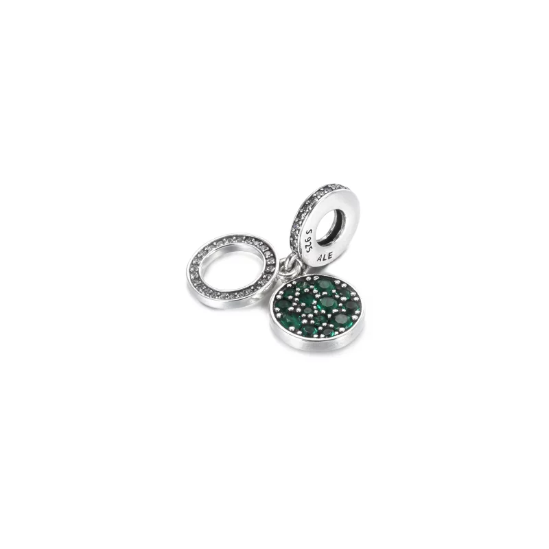 (image pour) Charm Pendant PANDORA Double Médaillon Vert Scintillant - 799186C02 - Afficher 2