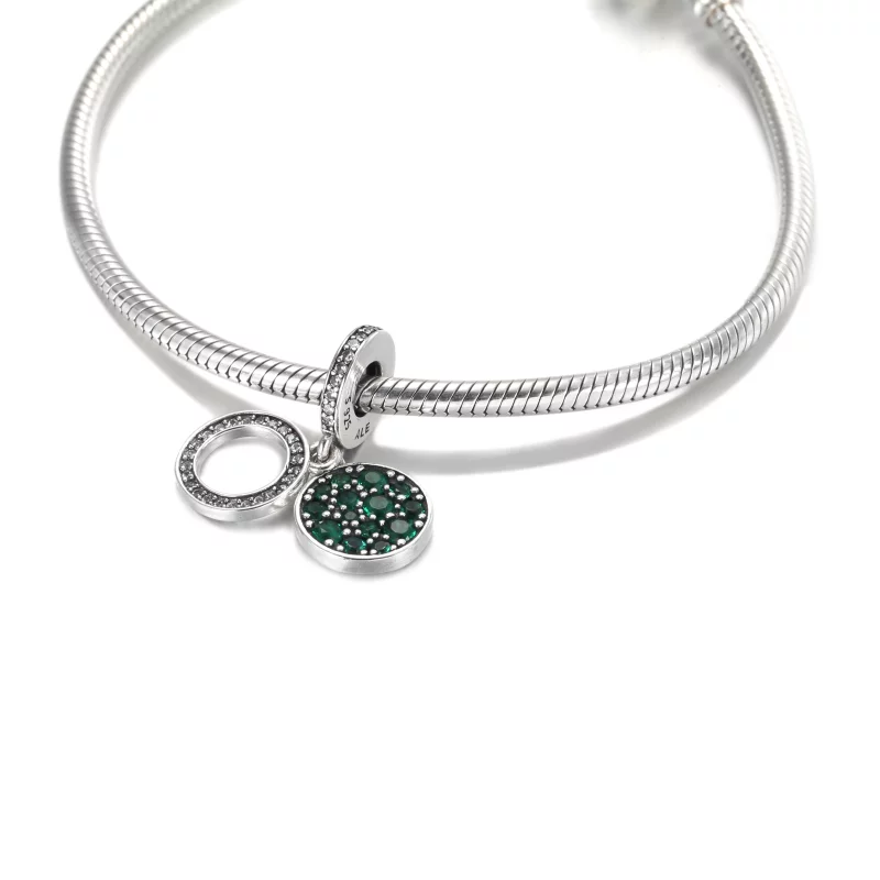 (image pour) Charm Pendant PANDORA Double Médaillon Vert Scintillant - 799186C02 - Afficher 5