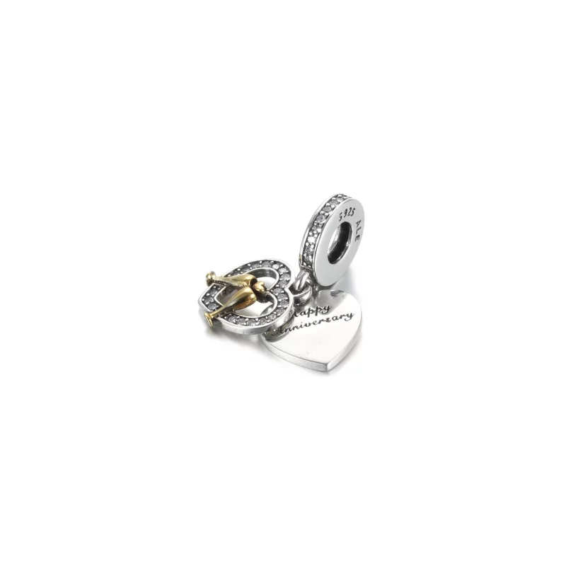 (image pour) Charm Pendant PANDORA Joyeux Anniversaire de Mariage Bicolore - 799322C01 - Afficher 2