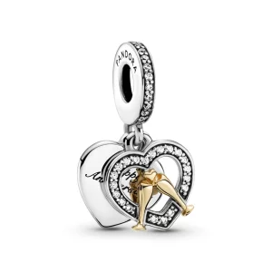 (image pour) Charm Pendant PANDORA Joyeux Anniversaire de Mariage Bicolore - 799322C01