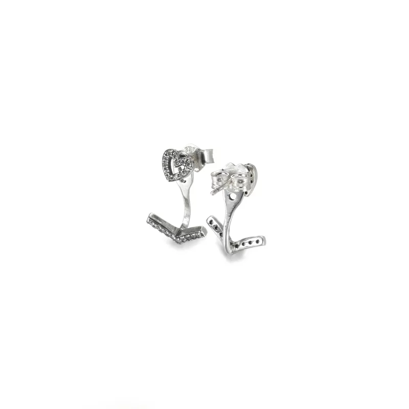 (image pour) Clous d’Oreilles PANDORA Cœur Vœu Scintillant - 299280C01 - Afficher 3