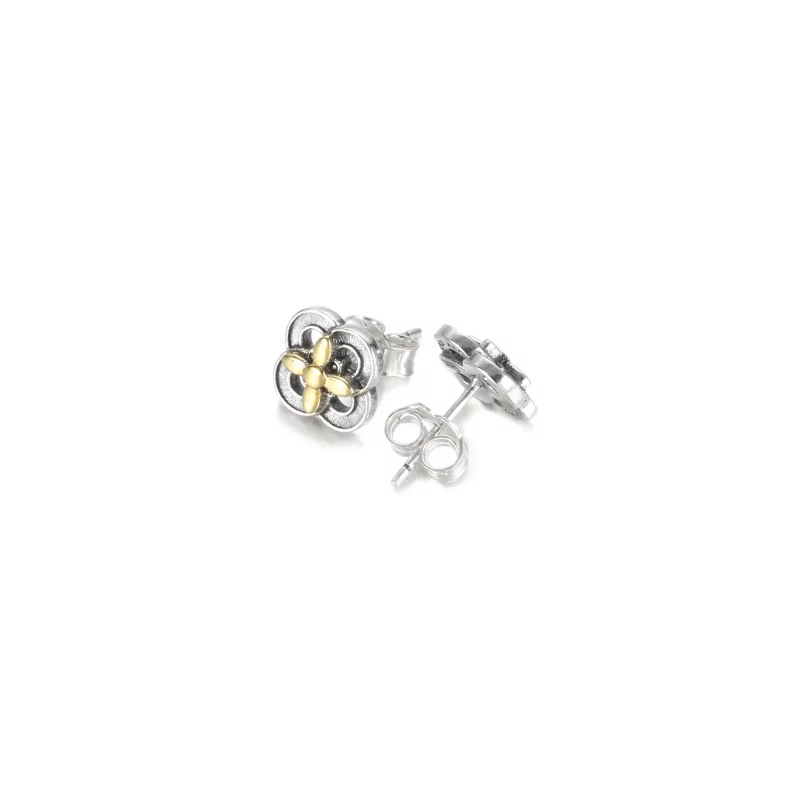 (image pour) Clous d'Oreilles PANDORA Fleur Bicolores - 299349C00 - Afficher 3