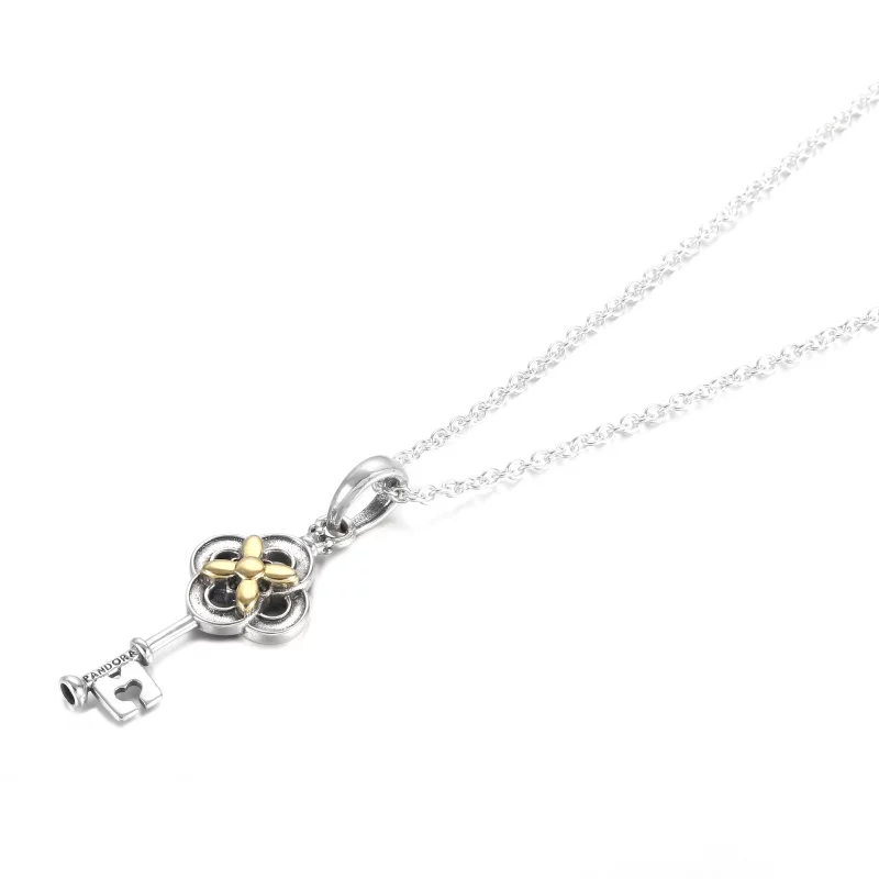 (image pour) Collier PANDORA Clé et Fleur Bicolore - 399339C01 - Afficher 2