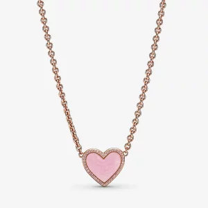 Collier PANDORA Coeur Tourbillon Rose - 389279C01 (image pour) Collier PANDORA Coeur Tourbillon Rose - 389279C01