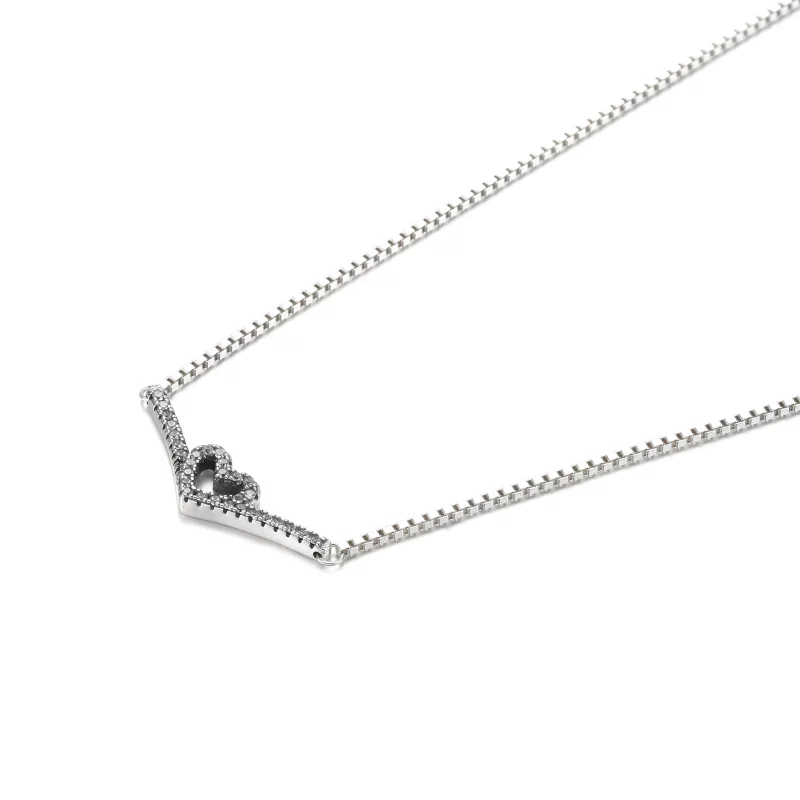 (image pour) Collier PANDORA Cœur Vœu Scintillant - 399273C01 - Afficher 2