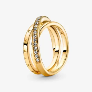 (image pour) Bague PANDORA à triple bande croisée pavée - 169057C01
