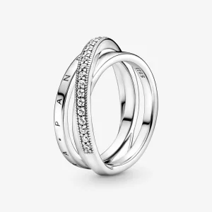 (image pour) Bague triple bande croisée PANDORA avec pavé - 199057C01