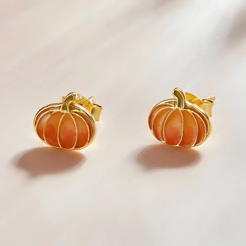 (image pour) Boucles d'oreilles clous en argent style Pandora avec citrouille - SCE1246 - Afficher 2