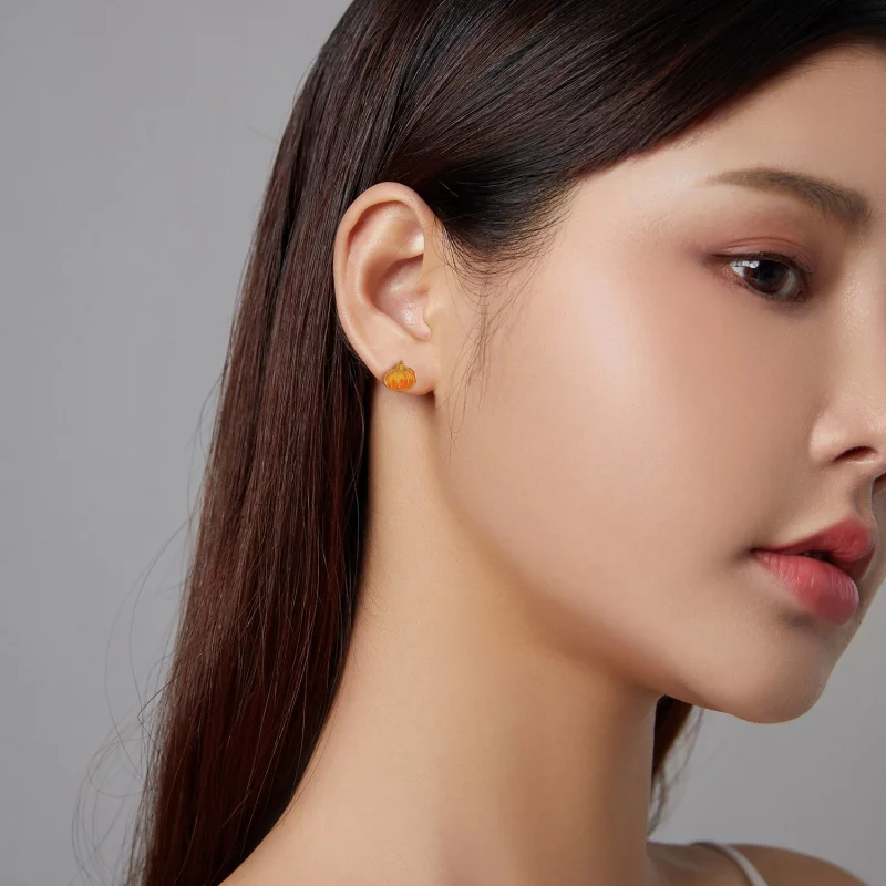 (image pour) Boucles d'oreilles clous en argent style Pandora avec citrouille - SCE1246 - Afficher 4