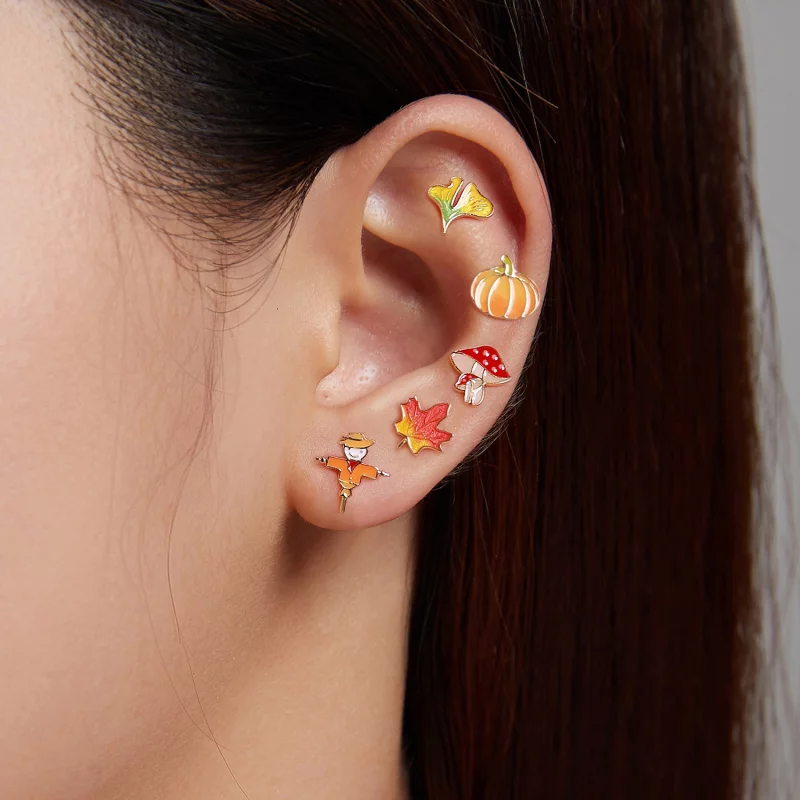(image pour) Boucles d'oreilles clous en argent style Pandora avec citrouille - SCE1246 - Afficher 5