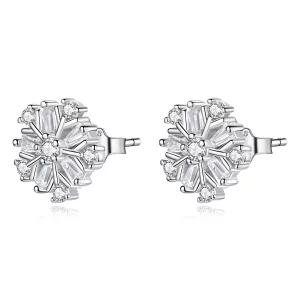 (image pour) Boucles d'oreilles clous en argent style Pandora avec des flocons de neige scintillants - SCE1289